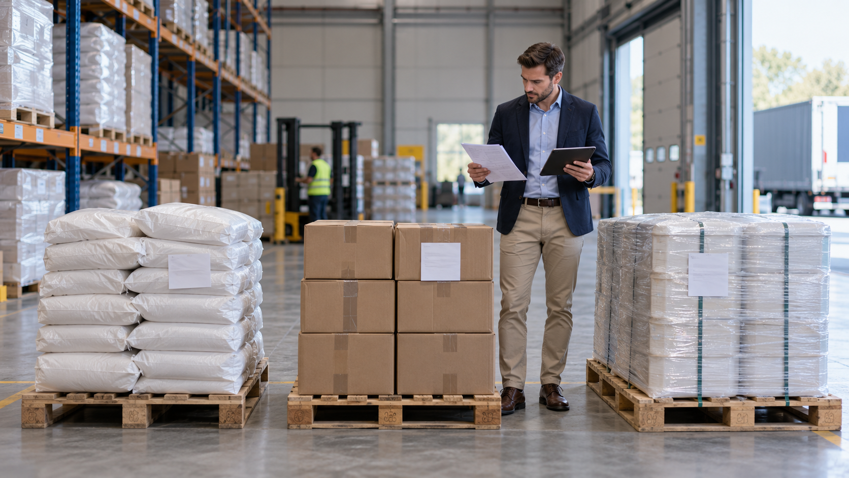 Professional B2B buyer comparing three supplier quotations for the same product specification in a European warehouse.
