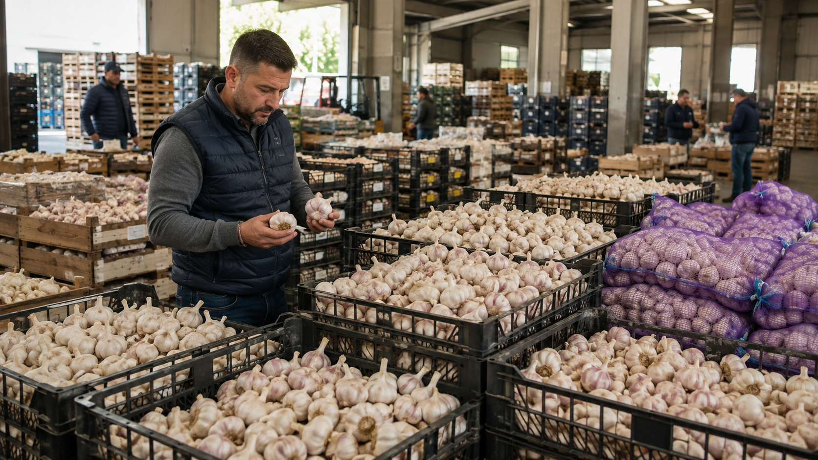 Usturoi sortat pentru comercializare angro în piața regională