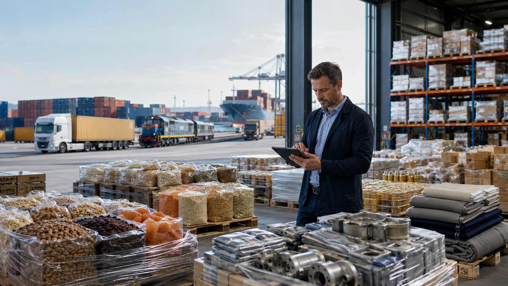 EU warehouse / Romanian logistics hub → Central Asian products → European market